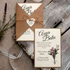 Kraft Çiçekli Davetiye Kraft Çiçekli Davetiye