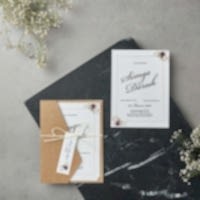 Çiçekli Kraft Davetiye Çiçekli Kraft Davetiye