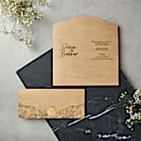 Çiçek Detaylı Kraft Davetiye Çiçek Detaylı Kraft Davetiye