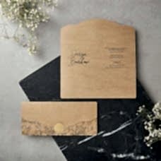 Çiçek Detaylı Kraft Davetiye Çiçek Detaylı Kraft Davetiye