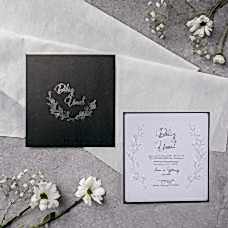 Gümüş Baskılı Kare Davetiye